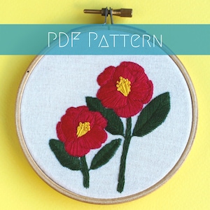 Patrón y guía en PDF para bordado de camelia
