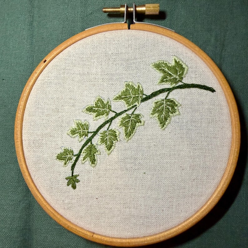 Efeu-Stickmuster, florales Basteldesign, Handarbeit für Anfänger (PDF-Download) Bild 3