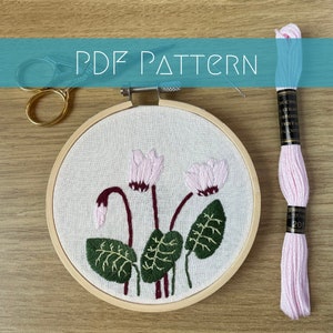 Cyclamen embroidery PDF pattern and guidance