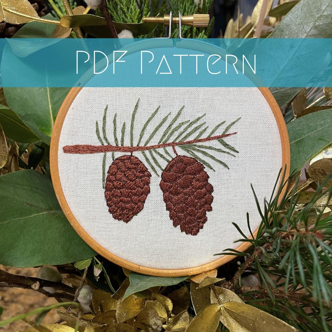 Patterns In Pinecones Fir and Pinecones Embroidery Pattern, Needlework for Beginners, Modern ...