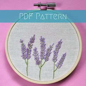 Heather embroidery pattern, needlework for beginners, modern craft design, scottish floral project, digital pdf download