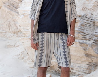 DHOBI BERMUDAS,men’s shorts,rayon shorts,tribal shorts,boho men outfit,summer men’s clothing,lightweight shorts,printed shorts,casual shorts