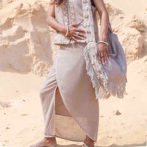 LUA LONG SKIRT,long skirt,boho skirt,elegant skirt,sarong skirt,hemp skirt,skirt,high waist skirt,low waist skirt,natural fabrics,earthtones image 2