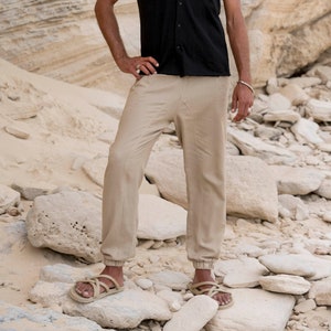 ELASTIK PANT,natural fabric pants,seams pants,low waist pants, elastic pants,summer man long pants,man boho trousers,boho pants,jute pants