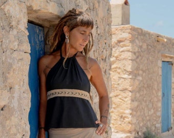KAMALI TOP ,boho top,slow fashion top,halter top,jute top,natural top,alternative top,casual top,summer top,sexy top,backless top