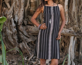 KRISOL DHOBI SHORTDRESS on sale,backless dress,short dress,boho short dress,tribal print short dress,casual dress,slow fashion  short dress