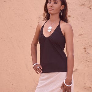 TZ TOP,top básico, top de algodón,top escote pico,top espalda escotada,top corto,top boho, tejidos naturales