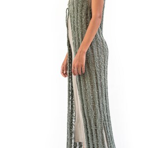 LONG VEST POP C,long boho vest,knit long vest,openwork long vest,elegant vest,tunic vest,sleeveless tunic long,summer vest,boho chic vest image 9