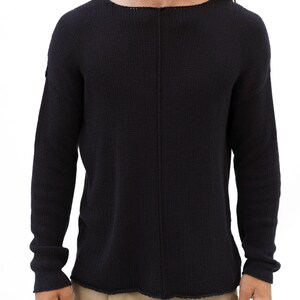 knitwear men sweater,boho sweater,men jumper,grunge style sweater,slowfashion man jersey,Italian cotton knit sweater,PURE KNIT SWEATER image 7