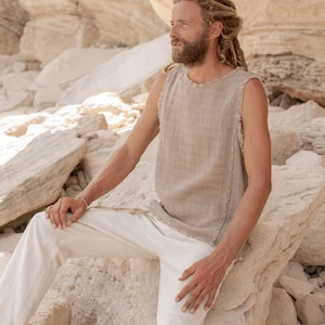 HEMP TANK TOP,tribal tank top,ethnic tank top,non sleeve men t-shirt,boho tank top men,alternative tank top, hemp tank top, burning men top