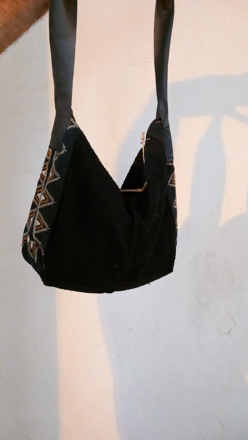 IBIZA BAG,tribal bag,ethnic bag,hemp bag,medium size bag,beach bag,boho bag,hand made bag,casual bag,multipurpose bag,natural fabrics black/black