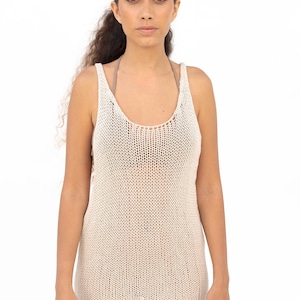 long tank top,knit mini dress,cotton tank dress,long knit cotton top,casual tank dress,knitted dress,long knitted tank,LUA Tank top dress image 8