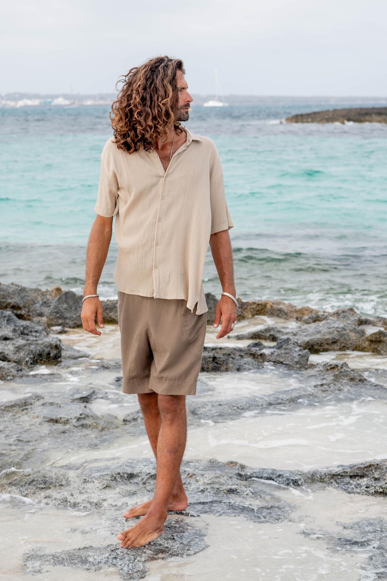 ELASTIK SHORTS,pantalon tribal corto,bermuda étnica,bermuda boho,bermudas tejidos naturales,bermuda yute,bermudas tiro bajo,ropa tribal imagen 2