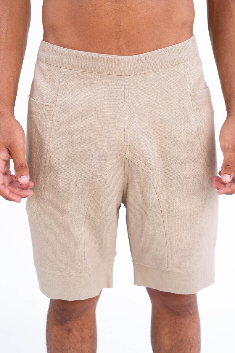 ELASTIK SHORTS,pantalon tribal corto,bermuda étnica,bermuda boho,bermudas tejidos naturales,bermuda yute,bermudas tiro bajo,ropa tribal imagen 6