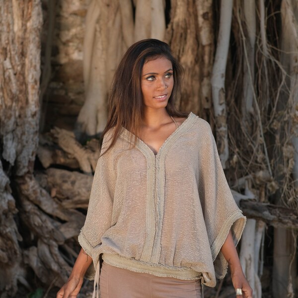 KAILAS NATURE tribal  top,ethnic top,earthtones,boho top,slow fashion,natural material,handwoven,textures top,transparent top