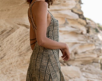 KRISOL ARROW SHORTDRESS,backless dress,short dress,boho short dress,tribal print short dress,casual dress,slow fashion  short dress