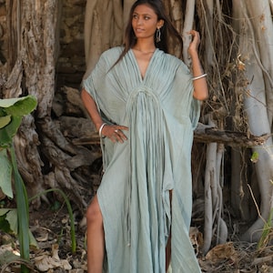ARIA KAFTAN KLEID, langes griechisches Kleid, langes Musenkleid, griechisches Göttinnenkleid, sexy Kaftankleid, offenes Rückenkleid, Togakleid