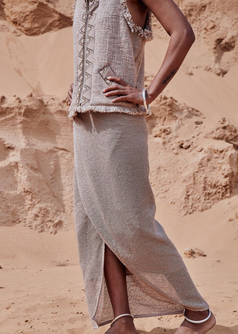 LUA LONG SKIRT,long skirt,boho skirt,elegant skirt,sarong skirt,hemp skirt,skirt,high waist skirt,low waist skirt,natural fabrics,earthtones image 3