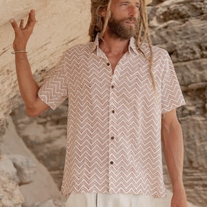 SHIRT BLOCKPRINT TRIANGLE,hand block print shirt,tribal shirt,ethnic shirt,boho shirt,short sleeve shirt,handprinted shirt