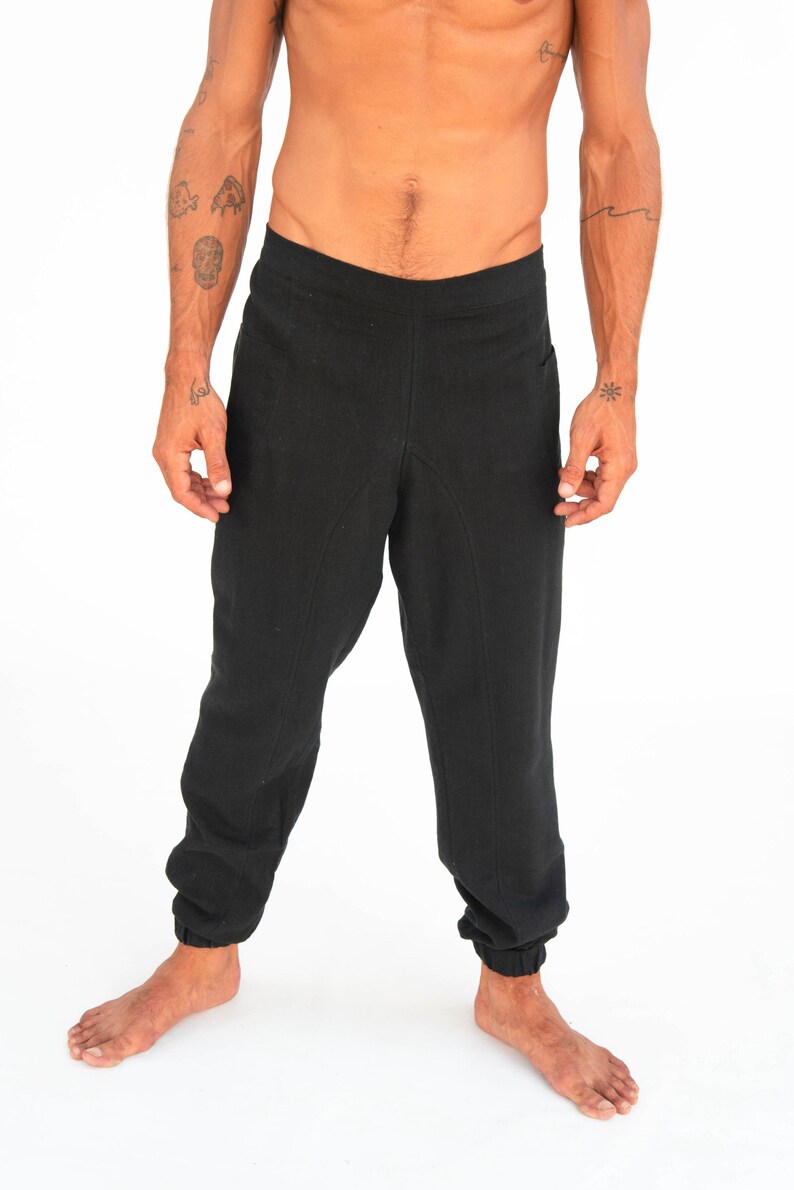 ELASTIK PANT,natural fabric pants,seams pants,low waist pants, elastic pants,summer man long pants,man boho trousers,handloom cotton pants image 6