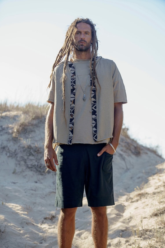 NAIROBI VEST,chaleco tribal,chaleco boho,chaleco étnico,chaleco hombre,chaleco con capucha,chaleco festival,chaleco africano,chaleco cáñamo