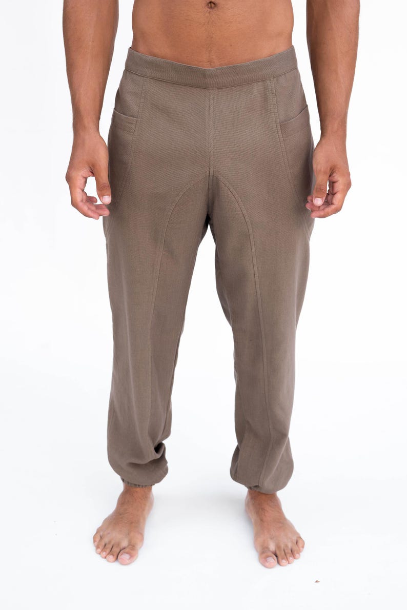 ELASTIK PANT,natural fabric pants,seams pants,low waist pants, elastic pants,summer man long pants,man boho trousers,handloom cotton pants image 7