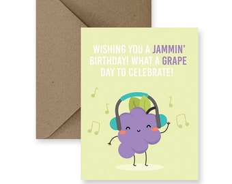 Funny Grape Birthday Card for Friend, Family (Kraft Envelope)