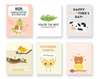 6 Pack Assorted Mother's Day Cute Card For Mother's Day Pun Card for Mom Mother's Day Card Handmade Funny Card for Mom Mothers Day Gift
