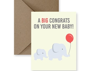 Elephant Baby Card | Congrats New Baby Gift