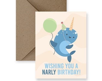 Narly Birthday | Cute Birthday Card for Friend Cute Birthday Card for Him Cute Birthday Card for Her Cute Birthday Card for Boyfriend
