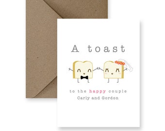 Personalized Funny Wedding Card, Toast to Happy Couple