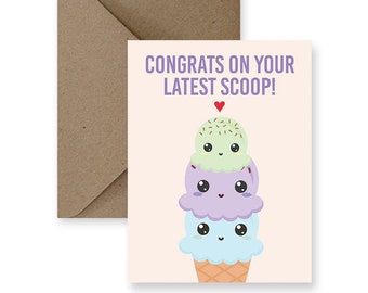 Funny Baby Shower Card: Congrats on Your Latest Scoop!