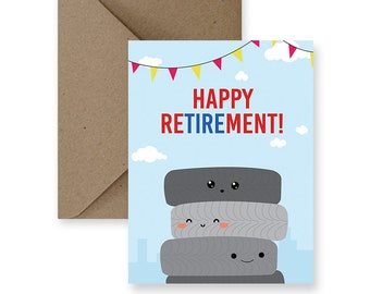 Funny Retirement Card | Tires Illustration, Coworker, Friend