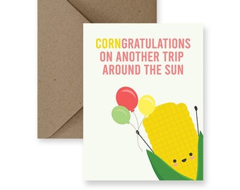 Corngratulations Pun Birthday Card | Kraft Envelope