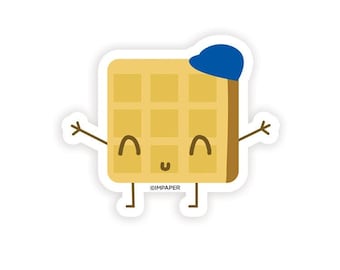 Waffle with Blue Cap Sticker | Foodie Gift