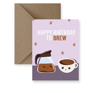 Cartão de aniversário fofo para amigo Cartão de aniversário fofo para ele Cartão de aniversário fofo para ela Cartão de aniversário fofo para namorado | Cartão de aniversário de café