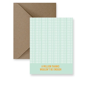 Un millón de gracias / Tarjeta de agradecimiento en blanco Notas de agradecimiento Tarjeta de agradecimiento para negocios Tarjetas de agradecimiento lindas para el regalo de agradecimiento del maestro