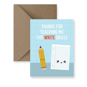 Linda tarjeta de agradecimiento al maestro, agradecimiento al maestro, mejor maestro de todos los tiempos, regalo para el maestro, maestro de secundaria / enseñándome las habilidades de escritura