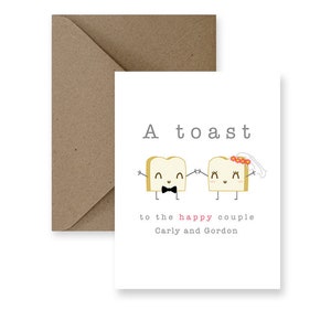 Personalized Funny Wedding Card, Cute Wedding Card, Funny Marriage Card, Cute Marriage Card, Card for Wedding A Toast To The Happy Couple image 1