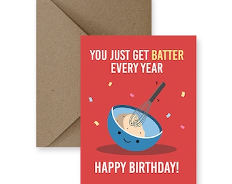 Funny 'Get Batter' Birthday Card with Kraft Envelope