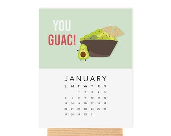 2024 Puntastic Food Desk Calendar with Wooden Stand, 2024 Calendar, Cute Pun Calendar, Gifts Under 30, Colorful Calendar, Illustrated
