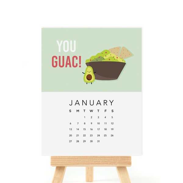 2024 Puntastic Food Desk Calendar with Wooden Stand, 2024 Calendar, Cute Pun Calendar, Gifts Under 30, Colorful Calendar, Illustrated