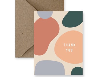 Modern Thank You Card Set, Abstract Design with Kraft Envelope