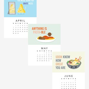 2024 Puntastic Food Desk Calendar with Wooden Stand, 2024 Calendar, Cute Pun Calendar, Gifts Under 30, Colorful Calendar, Illustrated image 4