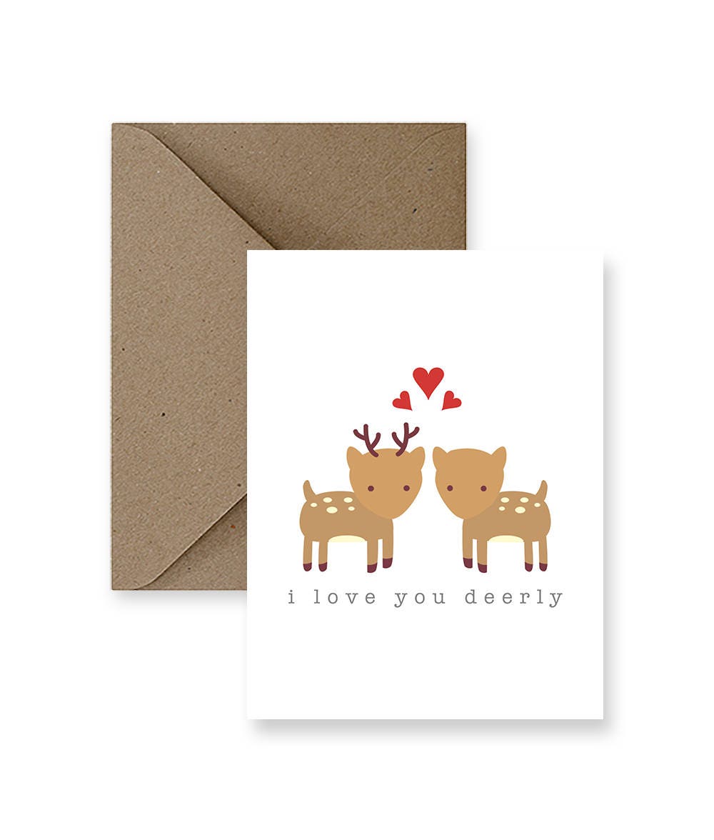 Cute Love Card Set of 4, Set of 4 Valentine's Cards Including Kraft Paper  Envelopes, Heart Cards, Illustrated Love Cards 