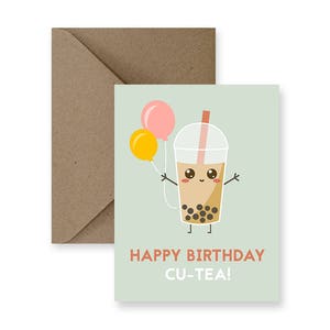 Cute Birthday Card for Friend Cute Birthday Card for Him Cute Birthday Card for Her Cute Birthday Card for Boyfriend Bubble Tea Card