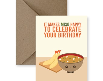 Compleanno zuppa di miso / Biglietto di compleanno carino per un amico Biglietto di compleanno carino per lui Biglietto di compleanno carino per lei Biglietto di compleanno carino per il fidanzato