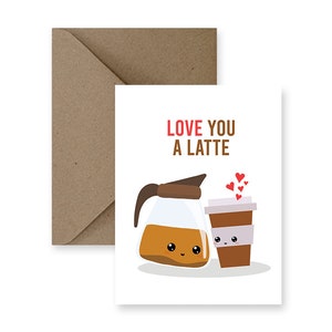 Jolie carte d'amitié, carte d'amitié drôle, carte juste parce que, carte pour toutes les occasions, carte de remerciement, carte pour ami | Je t'aime un latte