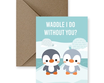 Biglietto d'amore carino per il fidanzato Biglietti d'amore divertenti per lui Biglietto d'amore con giochi di parole per lei Biglietti d'amore fatti a mano Biglietto di anniversario divertente Biglietto con pinguino