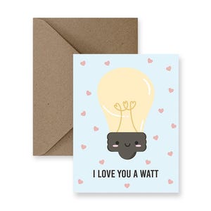 Ich Liebe Dich Ein Watt | Niedliche Liebeskarte für Freund Lustige Liebeskarten für Ihn Wortspiel Liebeskarte für Sie Handgemachte Liebeskarten Jahrestagskarte